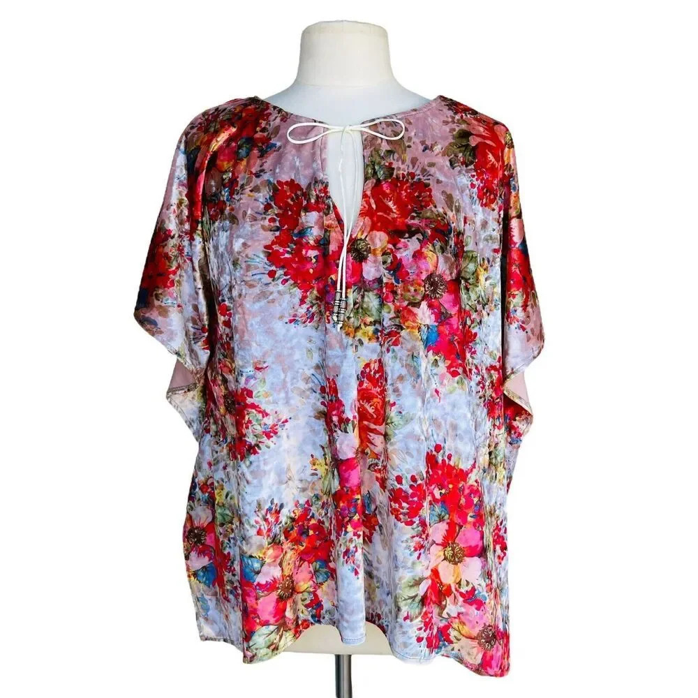 SILVERADO Western Poncho Blouse Women’s Size XS Moonbeam V-neck Velour